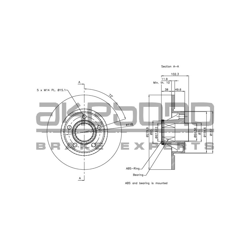 Disque de frein à l'unité AKEBONO