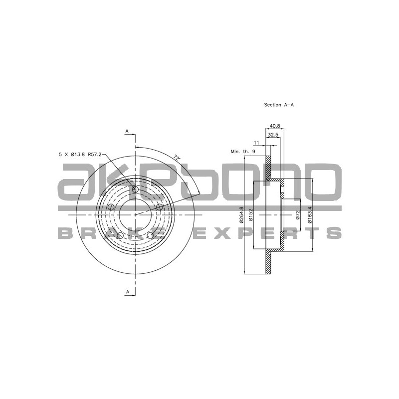 Disque de frein à l'unité AKEBONO