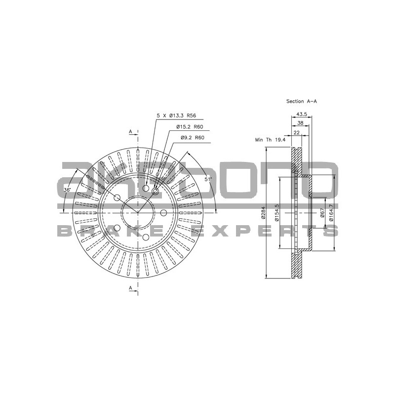 Disque de frein à l'unité AKEBONO