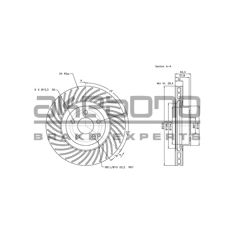 Disque de frein à l'unité AKEBONO
