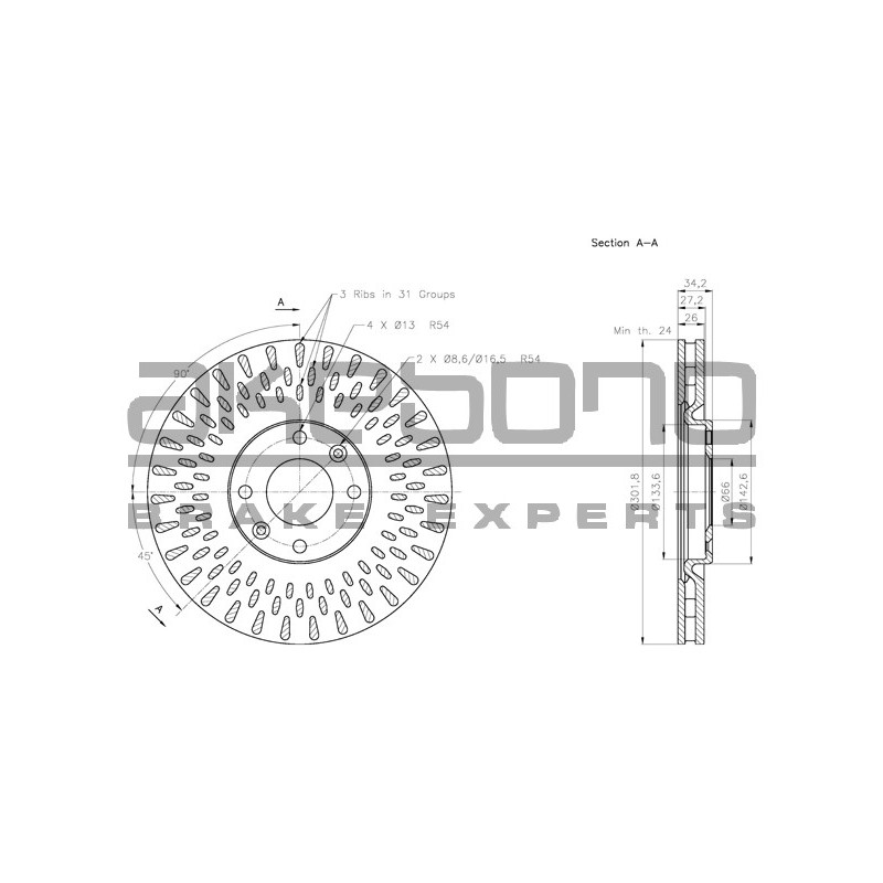 Disque de frein à l'unité AKEBONO