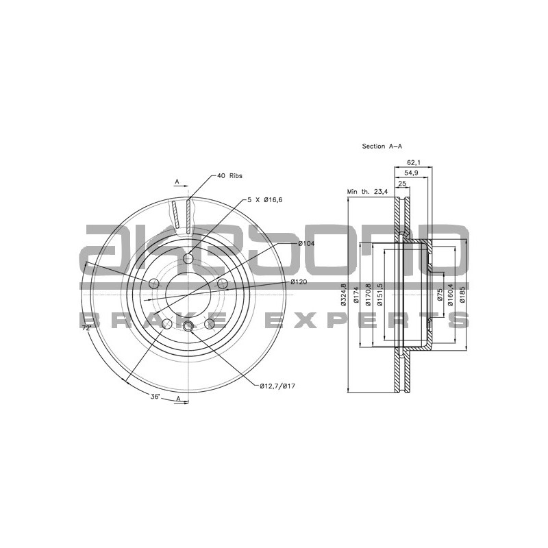 Disque de frein à l'unité AKEBONO