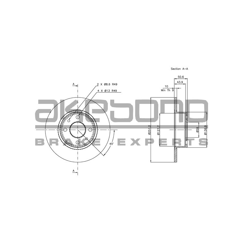 Disque de frein à l'unité AKEBONO