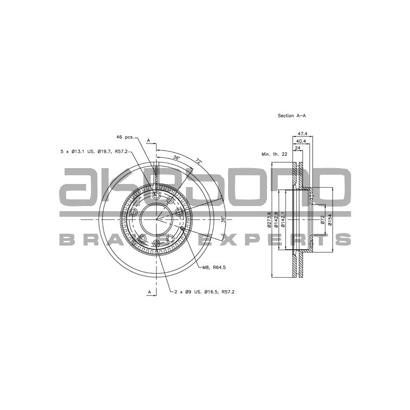 Disque de frein à l'unité AKEBONO