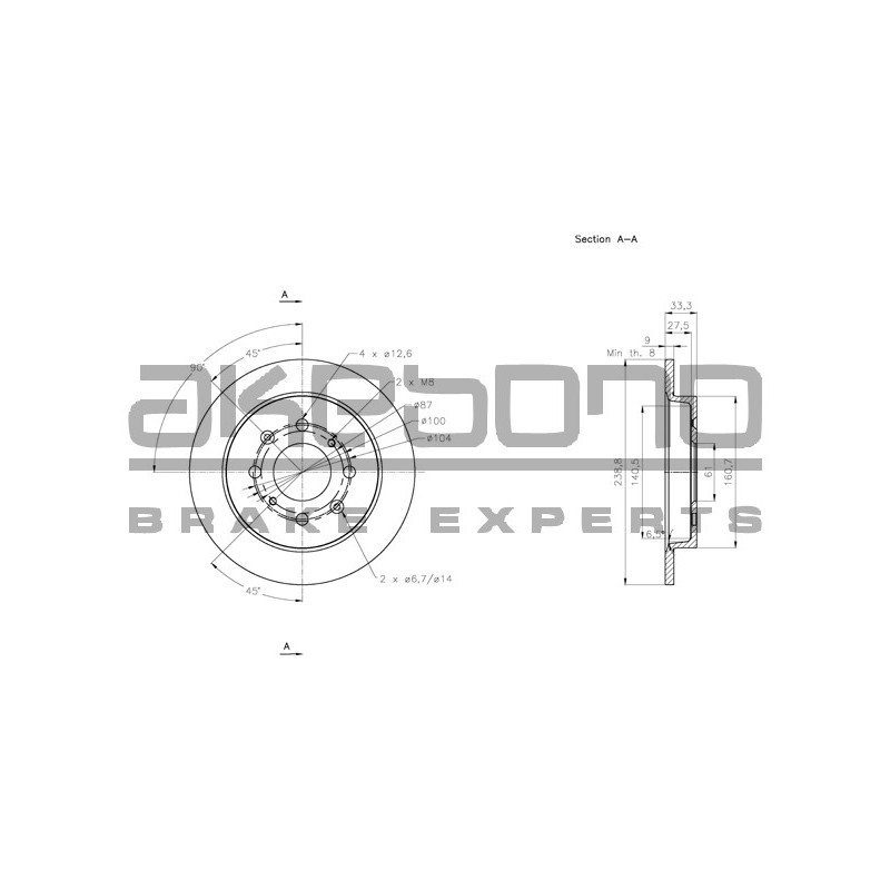 Disque de frein à l'unité AKEBONO