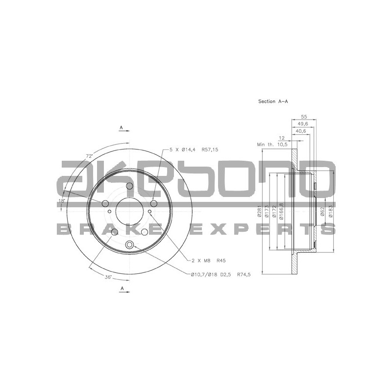 Disque de frein à l'unité AKEBONO