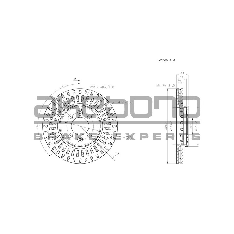 Disque de frein à l'unité AKEBONO