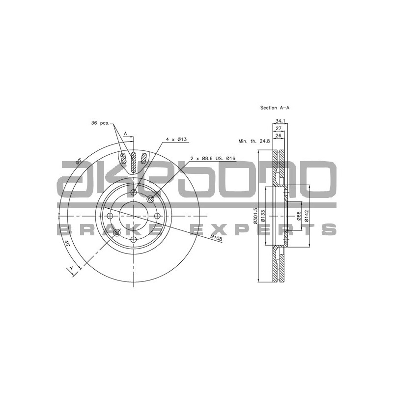 Disque de frein à l'unité AKEBONO