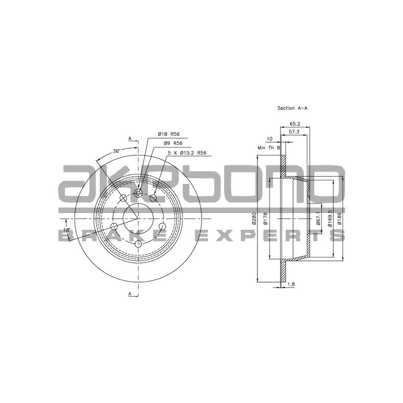 Disque de frein à l'unité AKEBONO