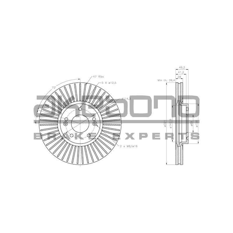 Disque de frein à l'unité AKEBONO