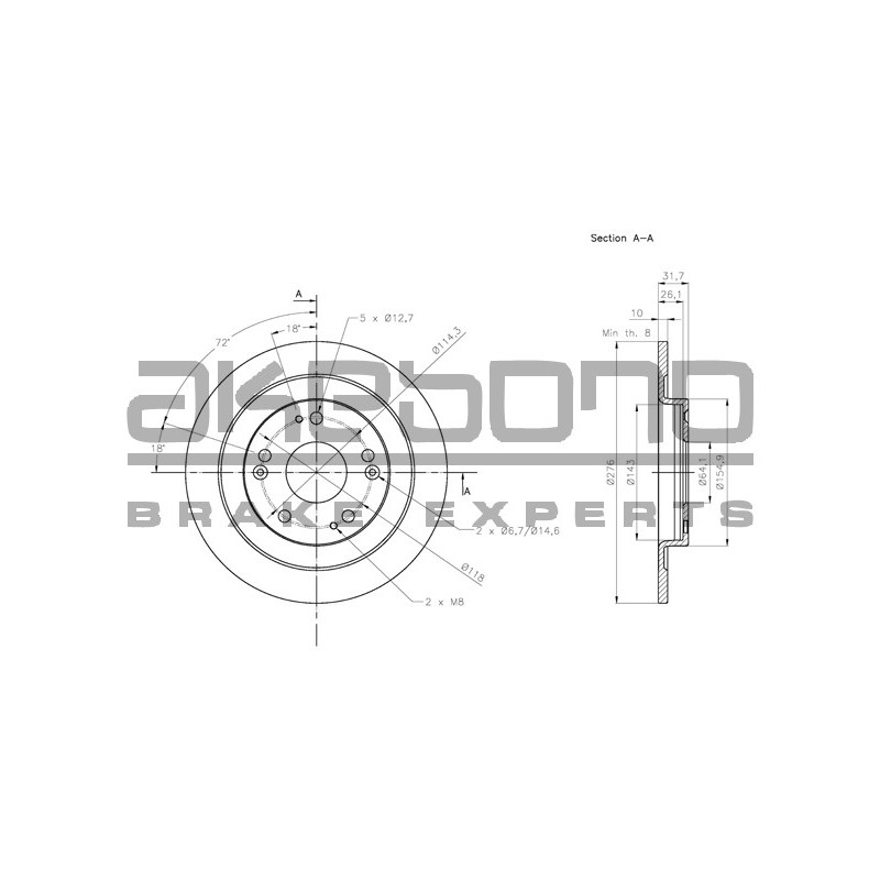 Disque de frein à l'unité AKEBONO