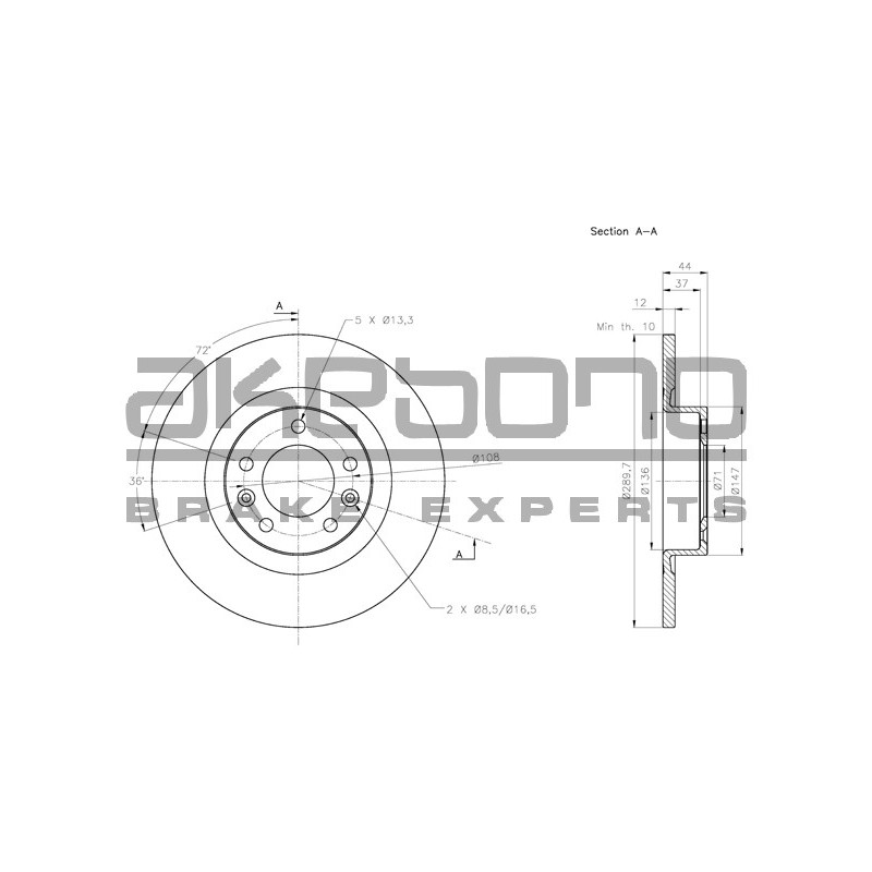 Disque de frein à l'unité AKEBONO