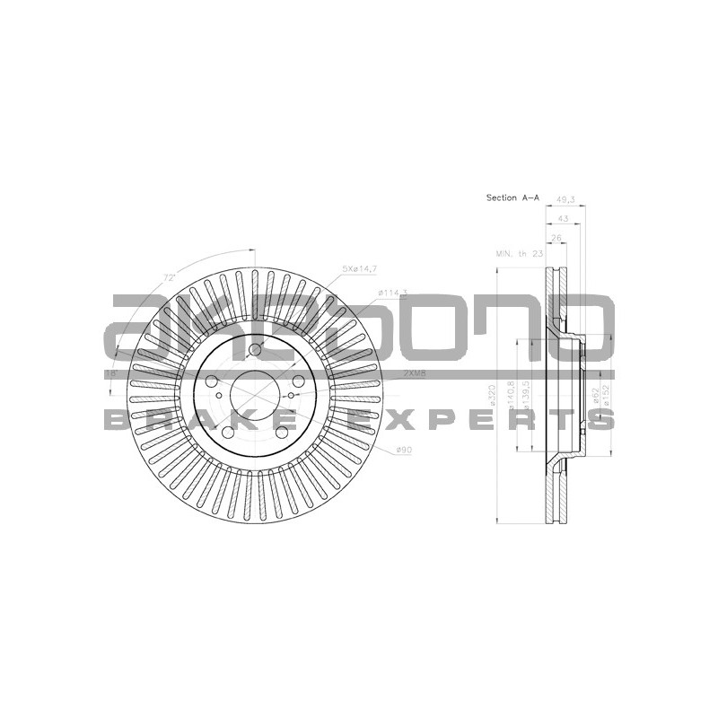 Disque de frein à l'unité AKEBONO