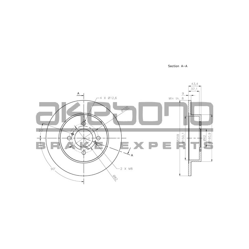 Disque de frein à l'unité AKEBONO