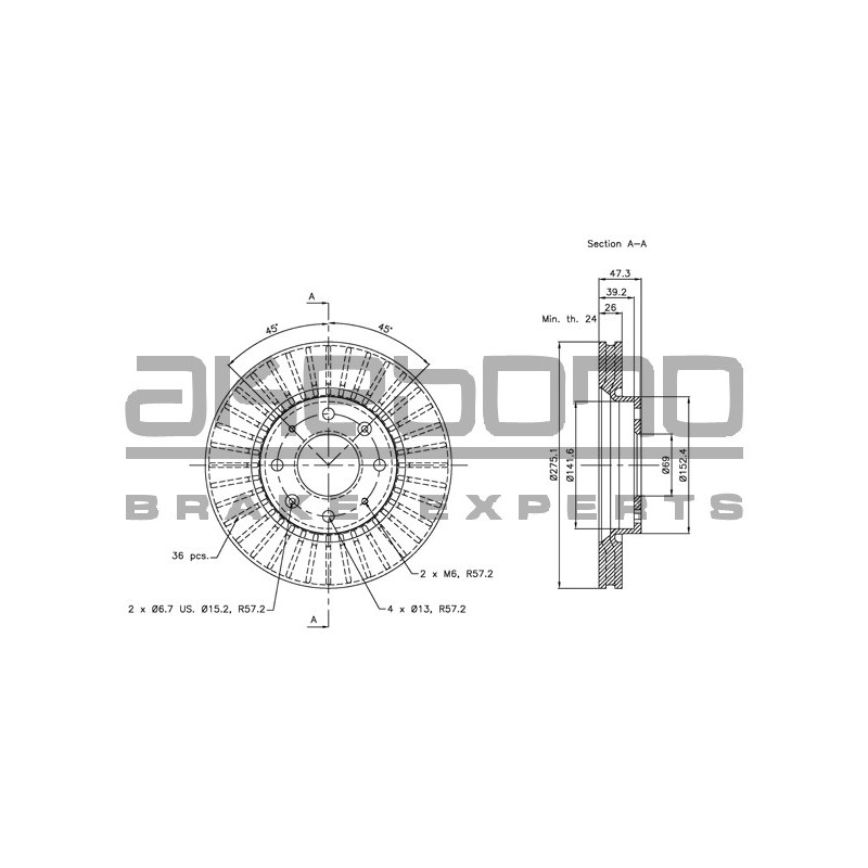 Disque de frein à l'unité AKEBONO