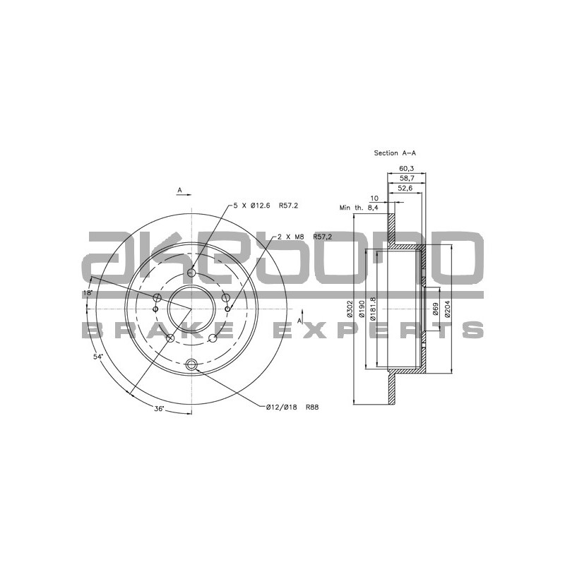 Disque de frein à l'unité AKEBONO