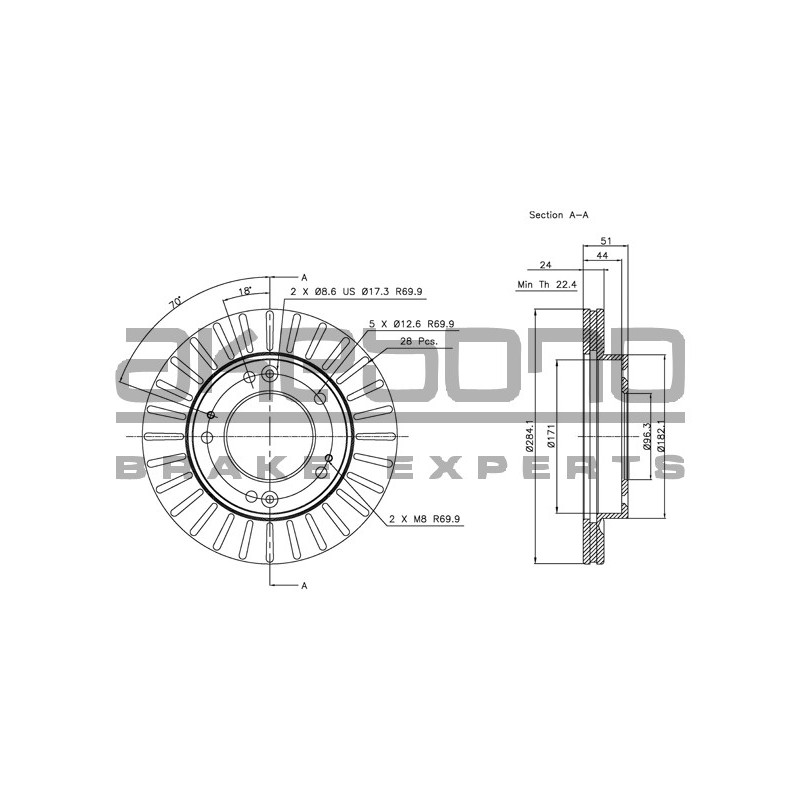 Disque de frein à l'unité AKEBONO