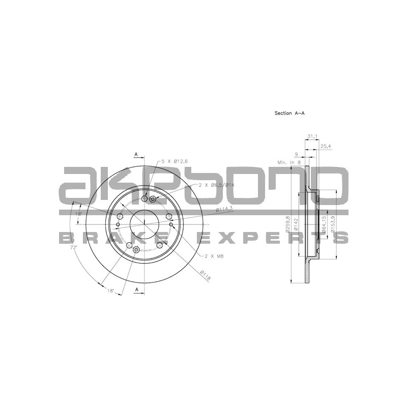 Disque de frein à l'unité AKEBONO