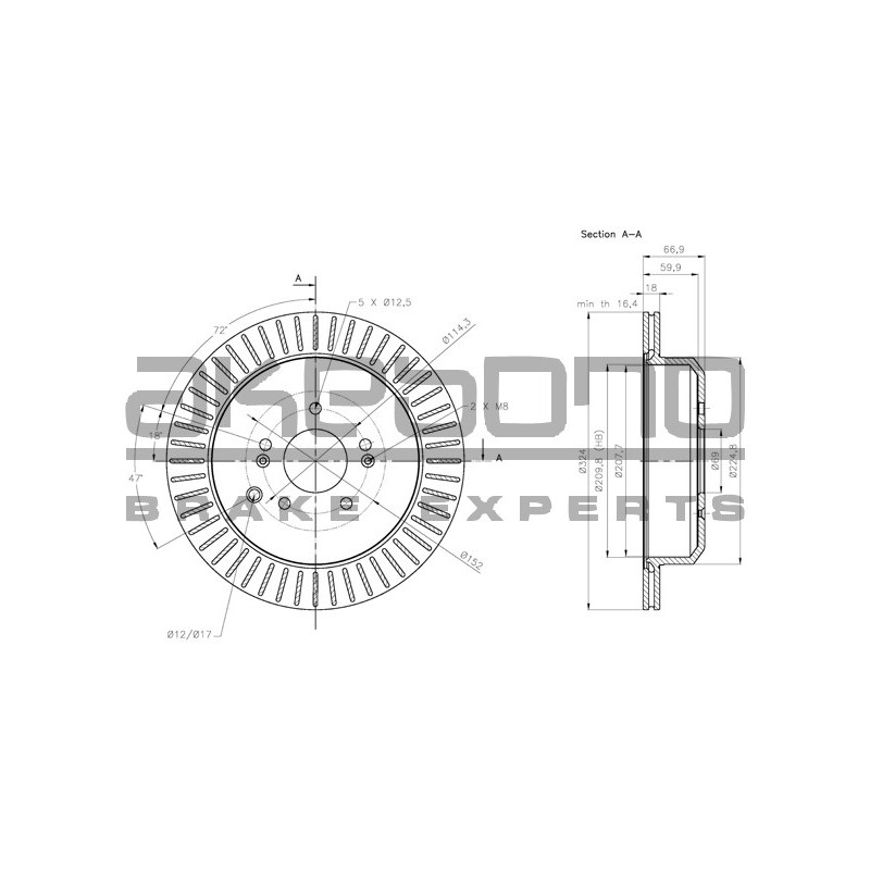 Disque de frein à l'unité AKEBONO