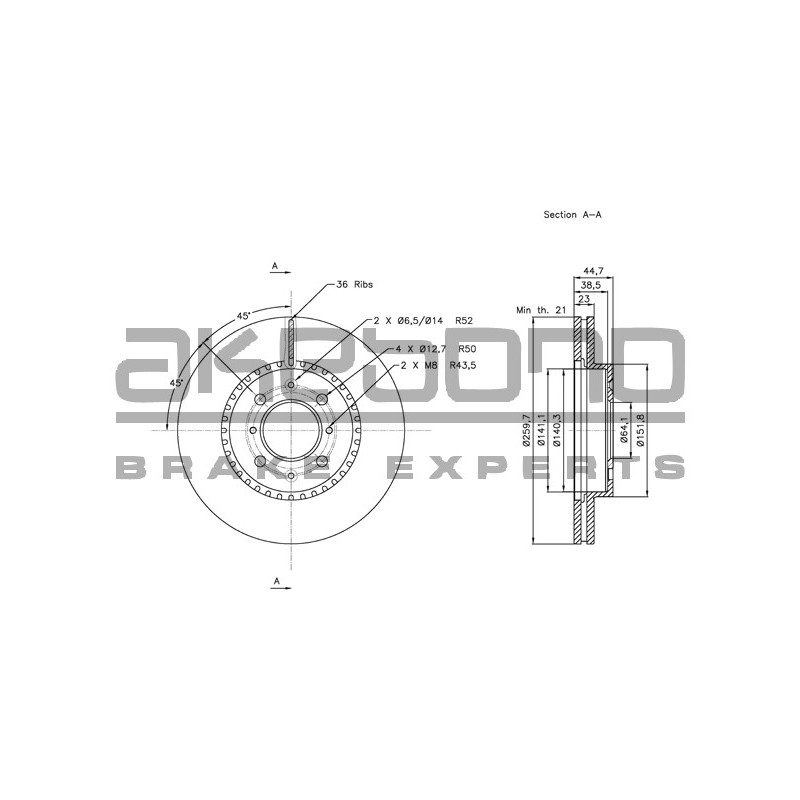 Disque de frein à l'unité AKEBONO