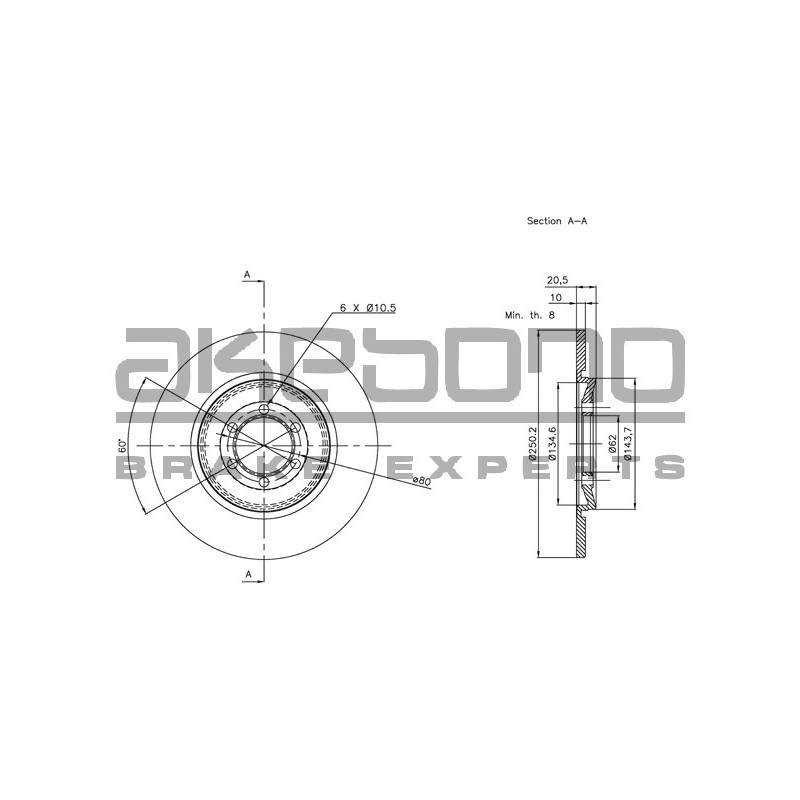 Disque de frein à l'unité AKEBONO