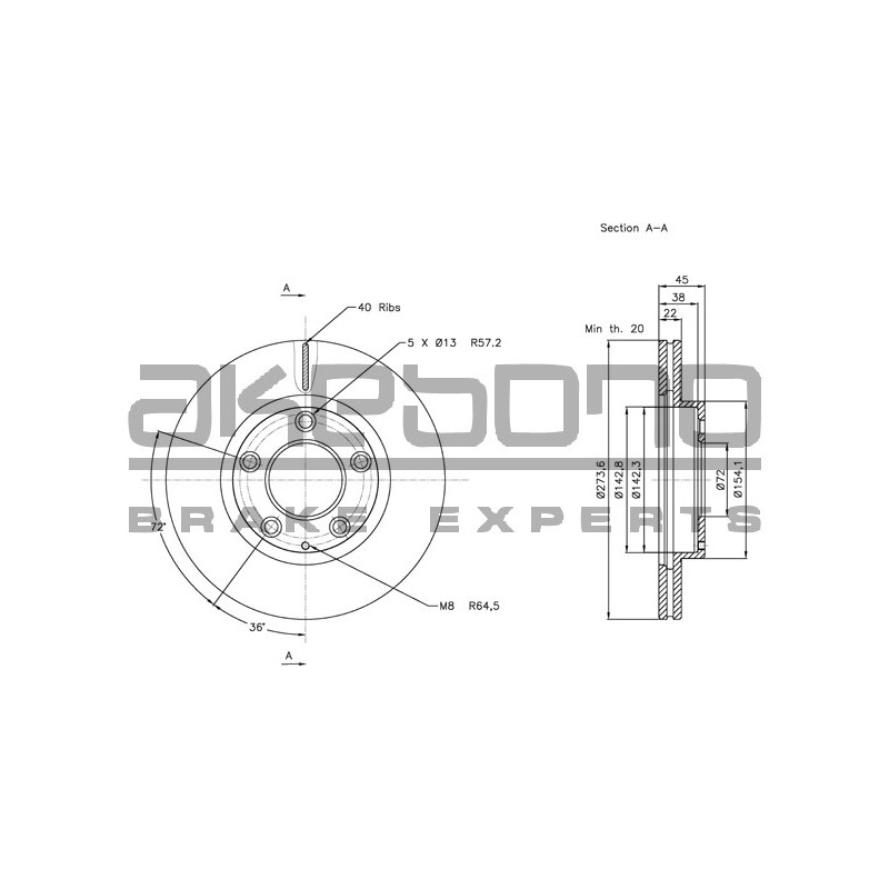Disque de frein à l'unité AKEBONO