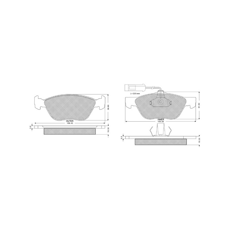 Jeu de quatre plaquettes de frein à disque PROCODIS FRANCE