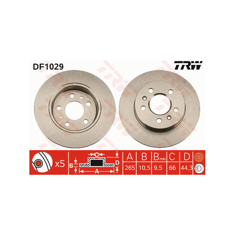 Jeu de 2 disques de frein TRW