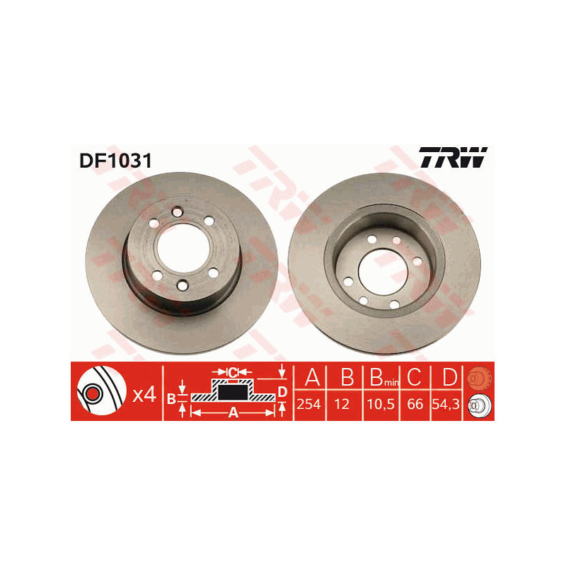 Jeu de 2 disques de frein TRW