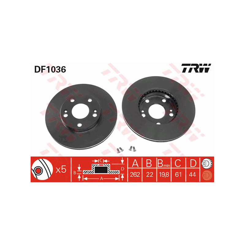 Jeu de 2 disques de frein TRW