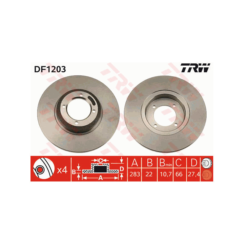 Jeu de 2 disques de frein TRW