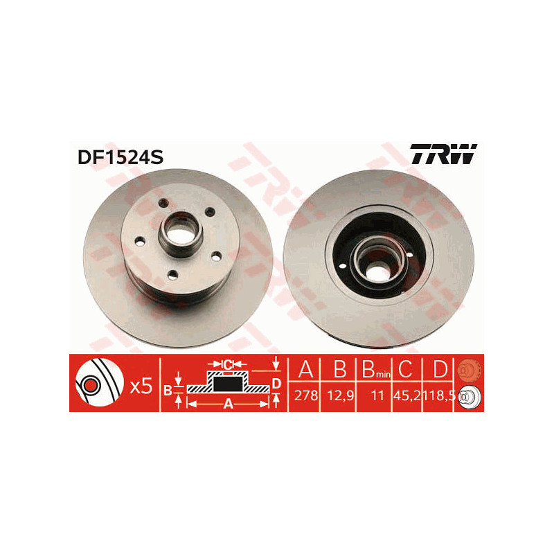 Jeu de 2 disques de frein TRW