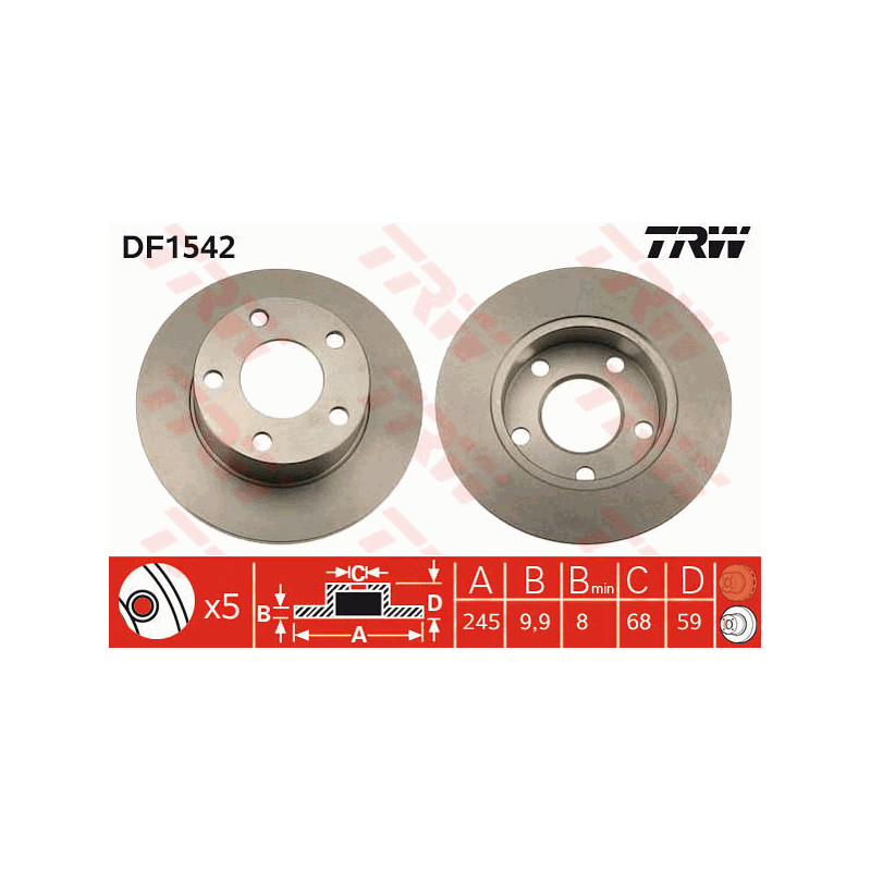 Jeu de 2 disques de frein TRW