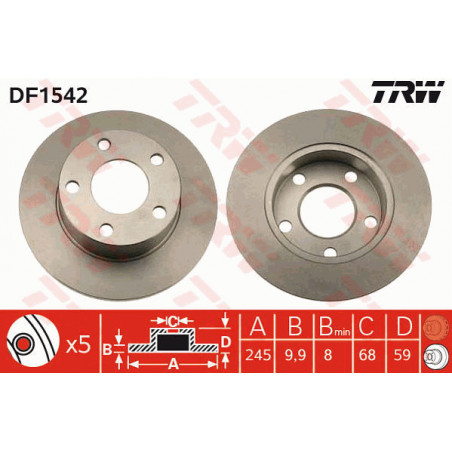 Jeu de 2 disques de frein TRW