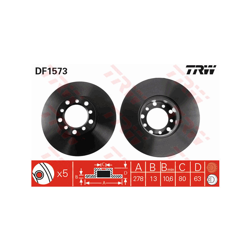 Jeu de 2 disques de frein TRW