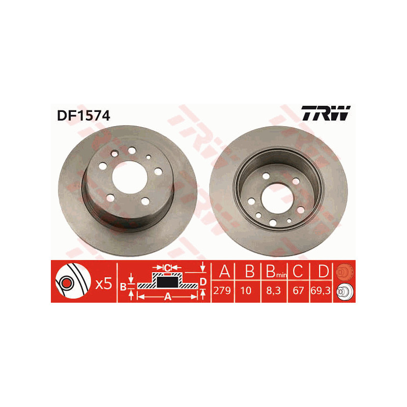 Jeu de 2 disques de frein TRW