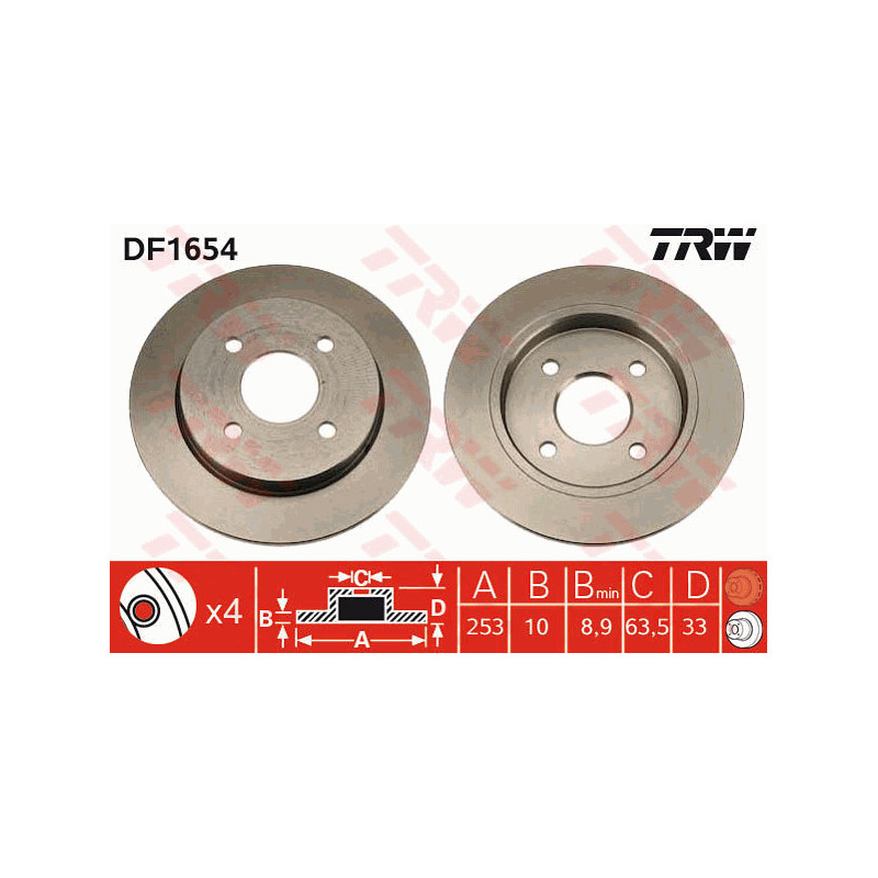 Jeu de 2 disques de frein TRW