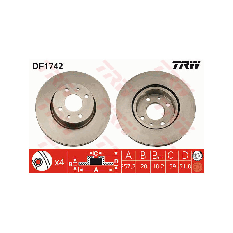 Jeu de 2 disques de frein TRW