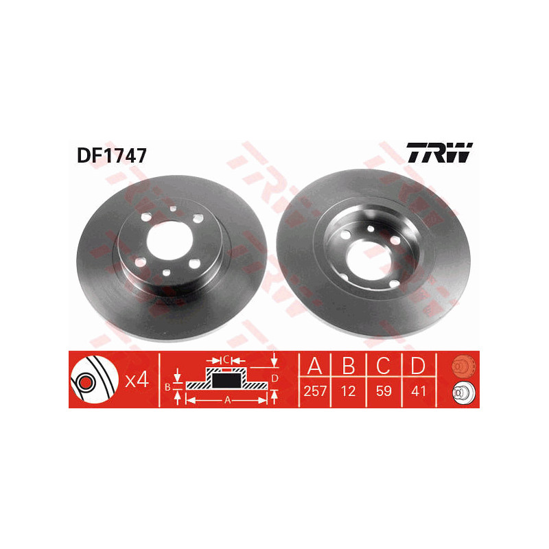 Jeu de 2 disques de frein TRW