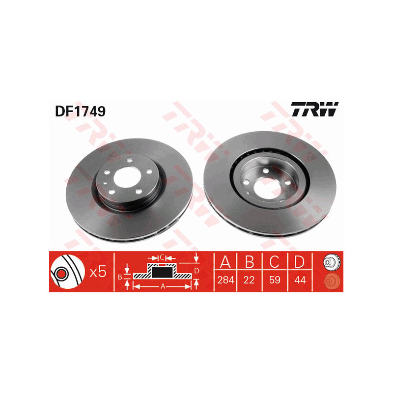 Jeu de 2 disques de frein TRW