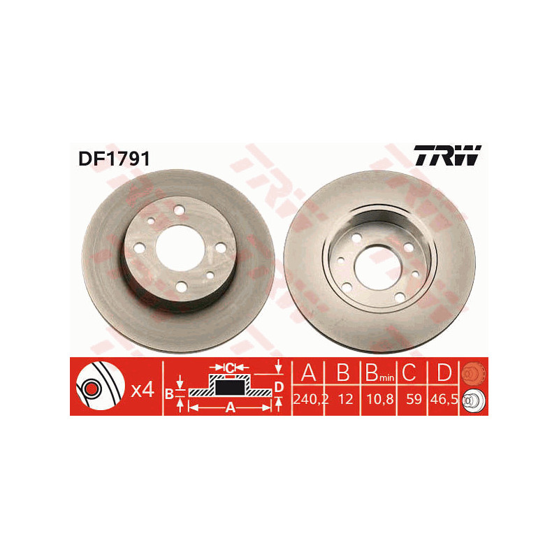 Jeu de 2 disques de frein TRW