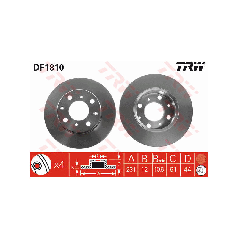 Jeu de 2 disques de frein TRW
