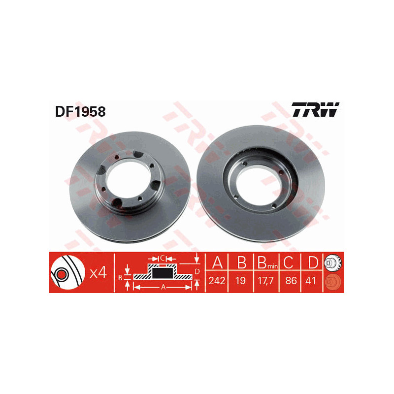 Jeu de 2 disques de frein TRW