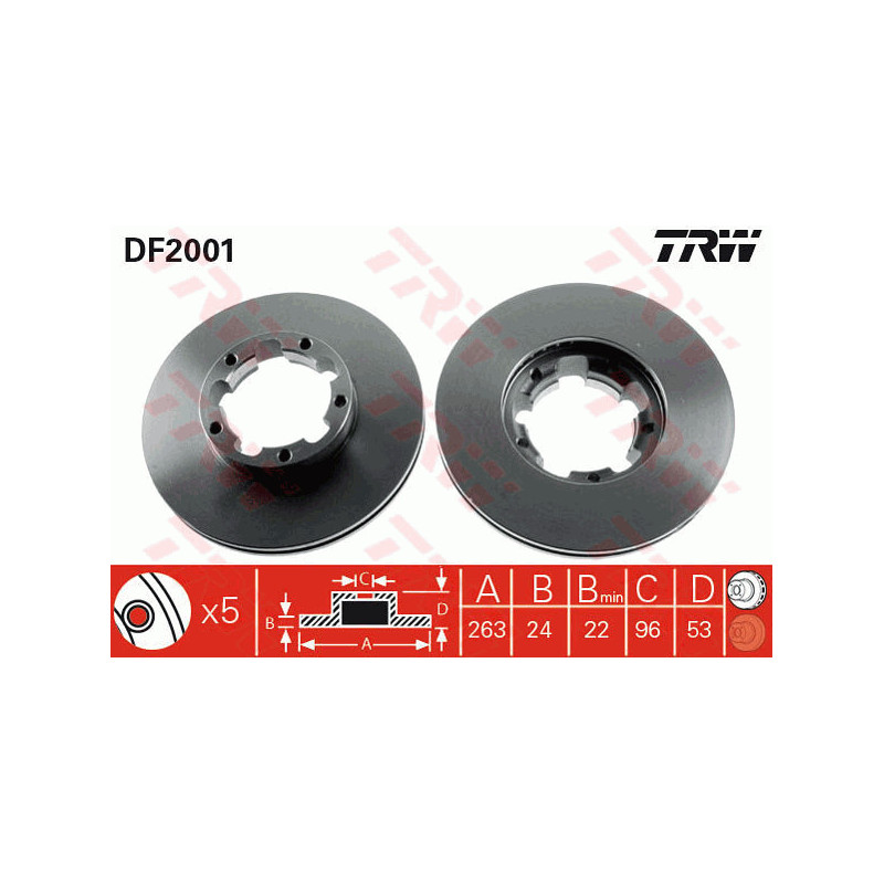 Jeu de 2 disques de frein TRW