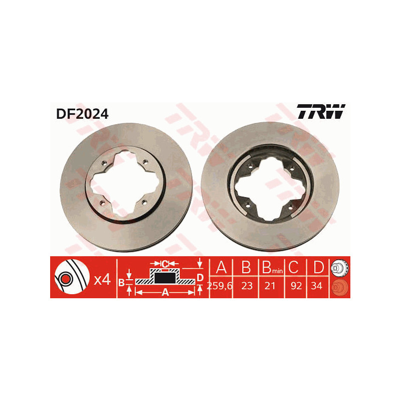 Jeu de 2 disques de frein TRW