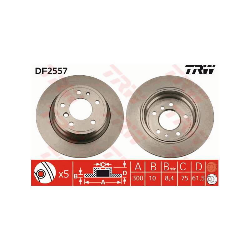 Jeu de 2 disques de frein TRW