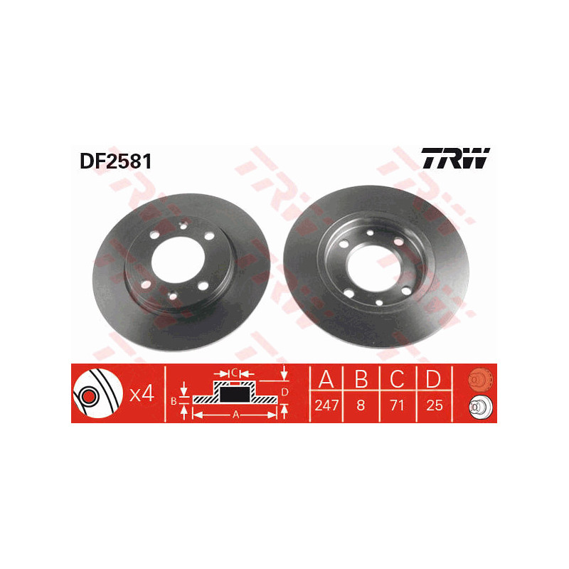 Jeu de 2 disques de frein TRW