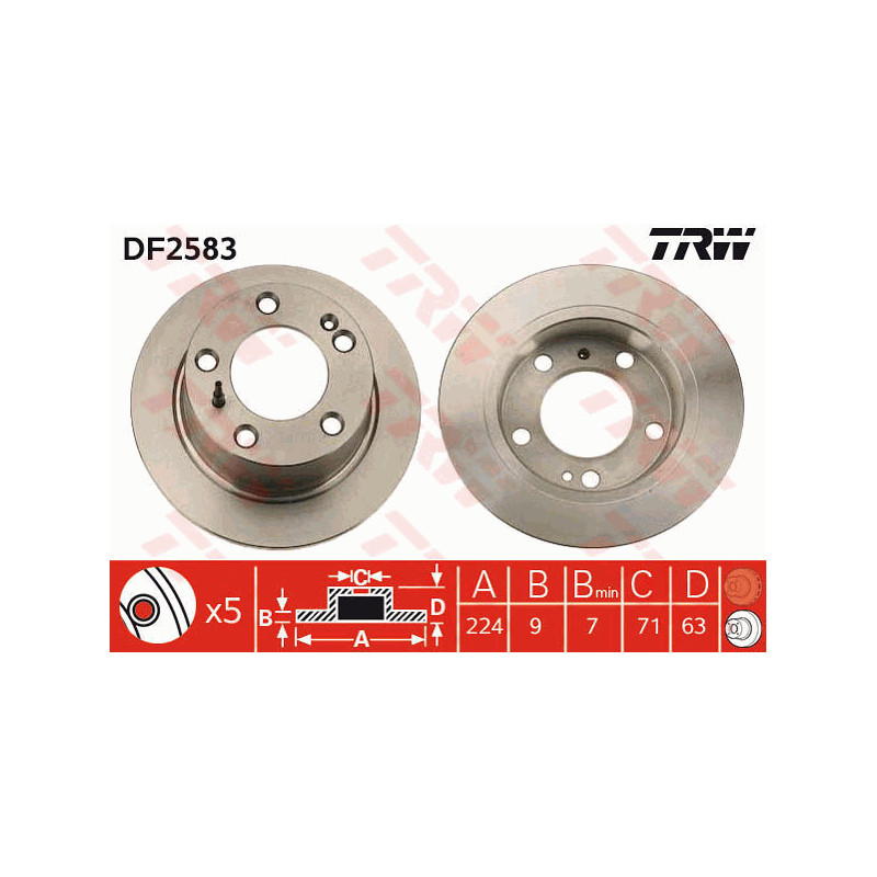 Jeu de 2 disques de frein TRW