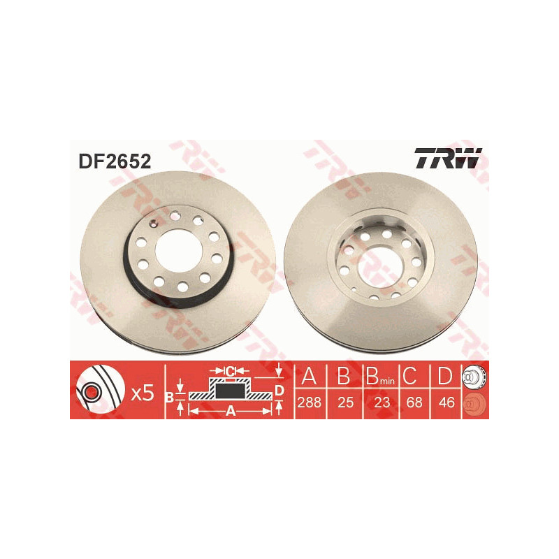 Jeu de 2 disques de frein TRW