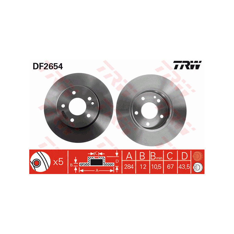 Jeu de 2 disques de frein TRW